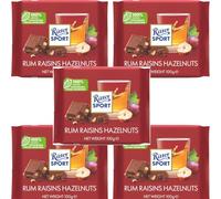 Ritter Sport Rum Raisins Hazelnuts Milk Chocolate, 5x100g