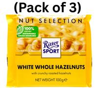Ritter Sport White Chocolate Whole Hazelnuts 100g High-Quality Cocoa (Pack Of 3)
