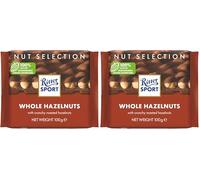 Ritter Sport Whole Hazelnuts Milk Chocolate Bar, 100g, Chocolate Sharing Bar (Pack of 2)