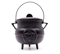 Ritual Bowls and Cauldrons Huge Cast Iron Cauldron with Pentagon 21x15cm