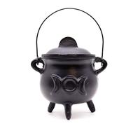 Ritual Bowls and Cauldrons Large Cast Iron Cauldron with Triple Moon 12x15cm