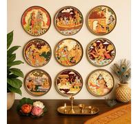 RITUALISTIC Ramayan Wall Sculpture for Home decoration | Wall painting for living room | Metal Wall Décor | Gift items for unisex | Wall art | Wall showpiece | Home Décor Gift Items | Set of 9 plates