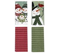 Ritz Holiday Kitchen Towels 4 Pack - Bird Watching Dish Towels Set, 100% Cotton, Festive Red Green Holiday Tea Towels, Absorbent & Machine Washable