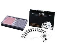 Ritz Plastic Playing Cards Ritz 2-Decks Poker Size 100% Plastic Playing Cards Set in Plastic Case Large (Jumbo) Index