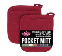 Ritz Pot Holder, Cotton, Paprika Red, Pocket Mitt-2 pk