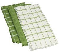 Ritz Premium 100% Cotton Terry Check Kitchen Dish Towels - Highly Absorbent, Super Soft, Long-Lasting, 25"x15", 3-Pack, Cactus Green