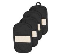 Ritz Premium Pot Holders & Heating Pads (4-Pack), 8.5" x 5.5", Heat Resistant, 100% Cotton Terry-Looped Pocket, for Kitchen and Barbeque, Black