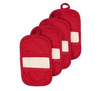 Ritz Premium Pot Holders & Heating Pads (4-Pack), 8.5" x 5.5", Heat Resistant, 100% Cotton Terry-Looped Pocket, for Kitchen and Barbeque, Paprika Red