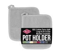 Ritz Premium Terry Pot Holders & Hot Pads (2-Pack), 8.5"x8.25", High Heat Resistance, 100% Cotton, Gray