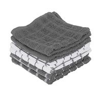 Ritz Terry Check Dish Cloth Set: Highly Absorbent & Super Soft - 100% Cotton, Durable Kitchen Cleaning Cloths for Wiping Tables and Counters, 6-Pack, Grey