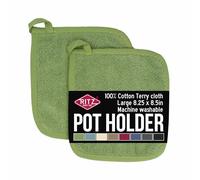 Ritz Terry Potholder & Hot Pad: Heat Resistant, Durable 100% Cotton - Ergonomically Designed for Optimal Grip, Easy-Care Machine Washable, Perfect for Your Kitchen - Cactus Green, 2-Pack