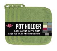 RITZ Terry Potholder & Hot Pad: Heat Resistant, Durable 100% Cotton - Ergonomically Designed for Optimal Grip, Easy-Care Machine Washable, Perfect for Your Kitchen - Cactus Green, 4-Pack