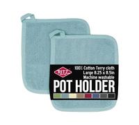 Ritz Terry Potholder & Hot Pad: Unparalleled Heat Resistant, Durable 100% Cotton - Ergonomically Designed for Optimal Grip - Easy-Care Machine Washable - 2-Pack, Dew