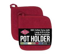 Ritz Terry Potholder & Hot Pad: Unparalleled Heat Resistant, Durable 100% Cotton - Ergonomically Designed for Optimal Grip - Easy-Care Machine Washable - 2-Pack, Paprika
