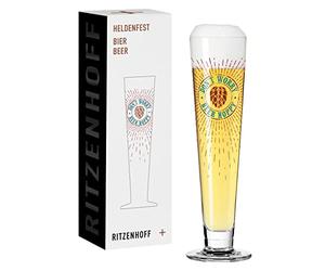 RITZENHOFF 1011012 Beer Glass 330 ml - Heldenfest Series, Design No. 12 - Don't Worry, Beer Hoppy - Round - Made in Germany