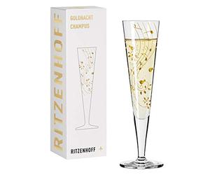Ritzenhoff 1078202 Champagne Glass 200 ml - Goldnacht No. 2 Series - Elegant Designer Piece with Real Gold - Made in Germany