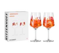 RITZENHOFF 2849001 Aperitif Glass 500 ml Set of 2 Summer Rush Butterflies Motif Made in Germany, Orange, Red