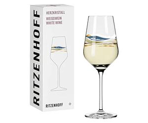 Ritzenhoff 3011007 White Wine Glass 300 ml - Series Heart Crystal No. 7 - with Landscape Motif in Rose Gold - Made in Germany