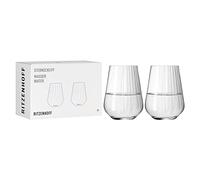 Ritzenhoff 3681002 Water Glass Set 500 ml - Star Cut Series Set No. 2, Set of 2 with Curved Relief Line - Made in Germany