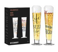 RITZENHOFF 6271002 Beer Glass 330 ml Set of 2 Heldenfest Series with Saying Multi-Coloured Made in Germany