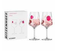 RITZENHOFF Sprizz 3461007 Aperitif Glass Set of 2 500 ml Summer Sonett No. 13 + 14 with Asia Motif Pink - Made in Germany