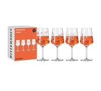 RITZENHOFF 6051003 Aperitif Glass Set of 4 500 ml - Aperizzo Glasses, Colourful Motif - Summer Rausch Series - Made in Germany, Orange, Blue, White