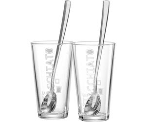 Ritzenhoff & Breker Lena 350 ml Glasses, Set of 2 with Long Spoons (20 cm), Stackable, Dishwasher Safe, Gift Box