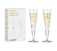 RITZENHOFF 6031004 Champagne Glass 200 ml - Goldnacht Duett 2023 Series, 2 x Designer Piece with Real Gold - Made in Germany