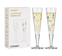 RITZENHOFF Goldnacht Duett 6261001 Champagne Glass 200 ml Set of 2 with Real Gold Made in Germany