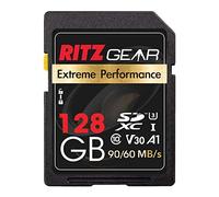 RitzGear SD Memory Card | Extreme Performance 128GB SDXC V30 UHS-I Class 10 Storage Card| 90/60 MB/s Read/Write Speed for DSLR & 3D Camera, 4K HD Video