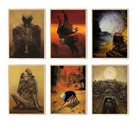 RIUFIN Zdzisław Beksiński Wall Art，Set of 6 Artist Prints Wall Decor Vintage Poster, Aesthetic Decorative Painting for Living Room Bedroom Wall, Rustic Decorative Painting (Unframed10x14 inch)