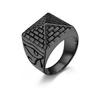 RIUKIU Pyramid Eye of Horus Square Ring, Fashionable Stainless Steel Men's And Women's Rings,Black,12
