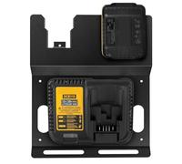 Riuog Wall Mount Bracket for DeWalt 20V Battery and DCB115 Charger, Metal Black Rugged 2 Battery Holder and Charger Holder for Tool Room and Garage