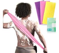 RIUOTA 3 Pieces Exfoliating Washcloth Shower Towel African Net Sponge Japanese Wash Cloth Face Exfoliating Sponge Loofah Exfoliating Body Scrubber for Body Exfoliation