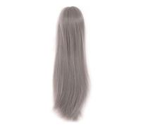 Riuulity 1/4 Doll Wig, with Center Parting Long Straight Hair for DIY Styling, Soft High Temperature Silk Ball Jointed Doll Wig for Collection, Suitable for 1/4 Dolls (Gray)