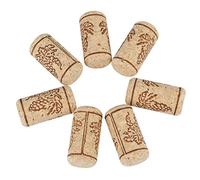 Riuulity 100PCS Natural Corks, Wooden Wine Bottle Stoppers with Thermoprint Patterns for Homemade Wine Bottling and Replacement