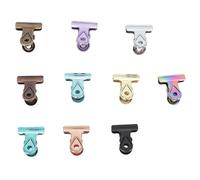 Riuulity 10pcs Colored Hinge Clips Metal Paper Clips Small Hanging with Rustproof Electroplated Metal for Photos Files Recipes Labels (XS)
