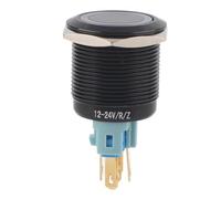 Riuulity 12V-24V LED Self-locking Latch Button Switch Durable High-grade for Industrial Control Panel Zinc Alloy Black 22mm 2pcs (red)