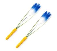 Riuulity 2PCS Cat Teaser Wand with Realistic PVC Stems and Soft Plush Body for Interactive Play, Kitten Exercise Enrichment Toy (Blue)