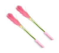 Riuulity 2PCS Cat Teaser Wand with Realistic PVC Stems and Soft Plush Body for Interactive Play, Kitten Exercise Enrichment Toy (Roseate)