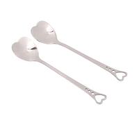 Riuulity 2Pcs Dessert Spoons, Stainless Steel Heart Shaped Design Ergonomic Handle, Mirror Polish Process, with Food Grade Material, for Ice Cream Fruit Dessert Cake (Silver)