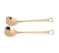 Riuulity 2Pcs Dessert Spoons, Stainless Steel Heart Shaped Design Ergonomic Handle, Mirror Polish Process, with Food Grade Material, for Ice Cream Fruit Dessert Cake (Gold)