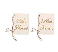 Riuulity 2pcs Wedding Ceremony Vow Booklets, Wood Oath Hem Rope Decoration for Wedding Declaration Booklet Card (Type 4)