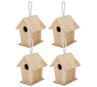 Riuulity 4Pcs Mini Outdoor Bird House, Bird Cage Hanging Wooden Ornament with Hanging Design for Garden Balcony Courtyard
