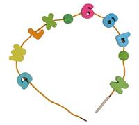 Riuulity 51Pcs Premium Alphabet Lacing Beads, Hand Eye Coordination Learn Arabic Numerals Simple Math Parent Child Activities