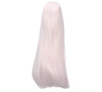 Riuulity 8-9" Doll Wig Heat Resistant Fiber Straight Wig for DIY Dolls with Soft Texture and Cuttable Hair for Doll Decoration (Dark Pink)