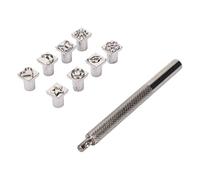 Riuulity 8 Pattern Leather Pattern Punch Set with Ergonomic Grip Alloy Steel Clear Print Stamping Tools for Leathercraft Leather Stamping Metal Wood Working