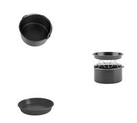 Riuulity Air Fryer Accessories 6 Inch Pizza Pan, 304 Stainless Steel | Dishwasher Safe, Food-grade Silicone Utensils, Oven Mitts Included, Fits 3.7-5.8qt Air Fryer Models
