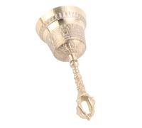 Riuulity Antique Handbell Vintage Hand Bell Brass Handbell Brass Service Bell with Smooth Handle and Clear Loud Sound for Restaurant Hotel Shop Teacher Call (As Shown)