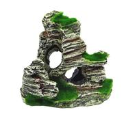 Riuulity Aquarium Rock Cave Ornament, Aquarium Mountain View Stone Decor Landscape Stone Aquascape Decor with Lifelike Rock Trees Plants (F416D)